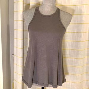 Free People Gray Ribbed Swing Tank Top